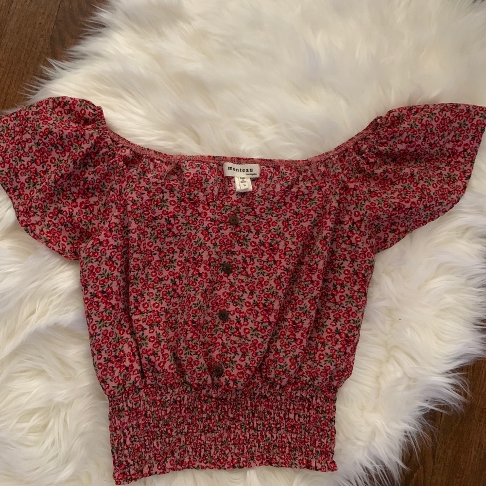 Monteau floral baby doll crop top